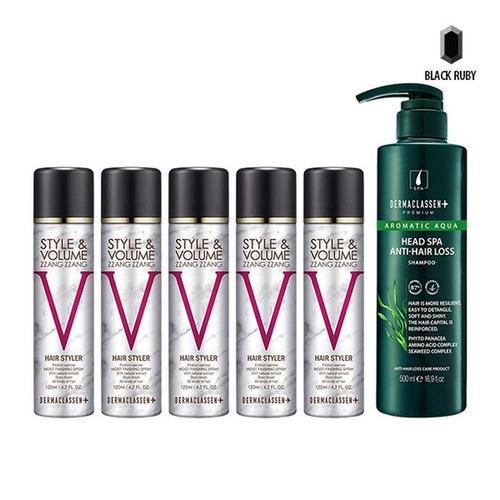 더마클라센 볼륨짱짱 흑채 스 프레이 블랙 120ml x5 + 헤드스파 샴푸 500ml(1)