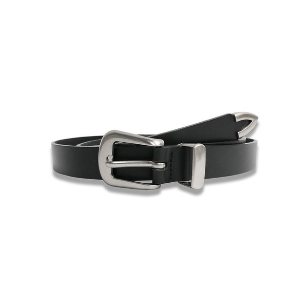 Western Basic Hard Leather Belt in Black