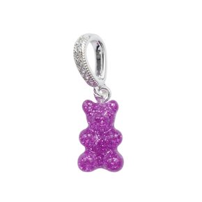 크리스탈 헤이즈 Nostalgia Bear Pave Pendant - Magenta Silver