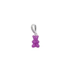 크리스탈 헤이즈 Nostalgia Bear Pave Pendant - Magenta Silver