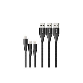 3병 세트 Anker PowerLine+ II 라이트닝 케이블 MFi인증 iPho