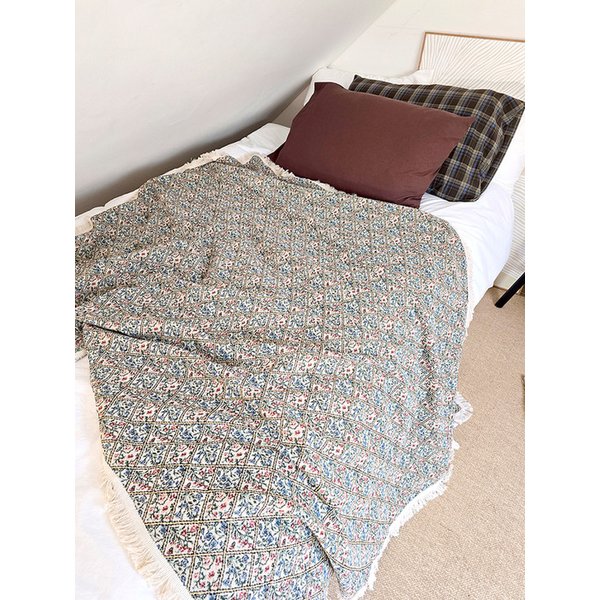 빈티지 블룸 자가드 아트 블랭킷 소파커버