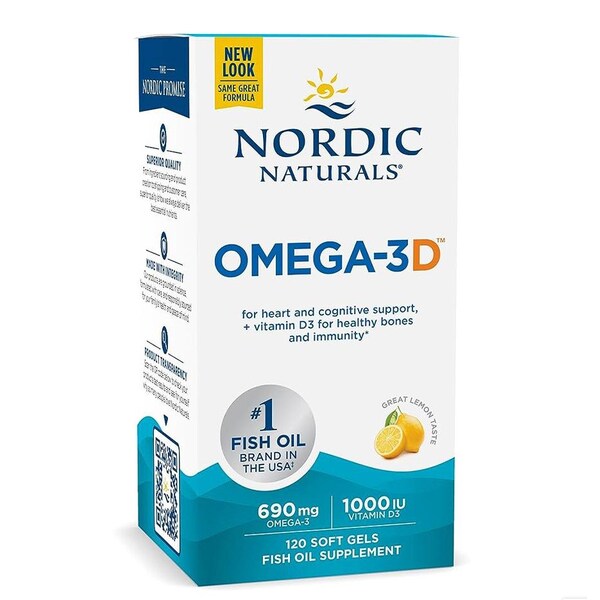 노르딕 내추럴스 오메가3D 690mg+1000IU 오메가+비타민D3 레몬맛 120소프트젤