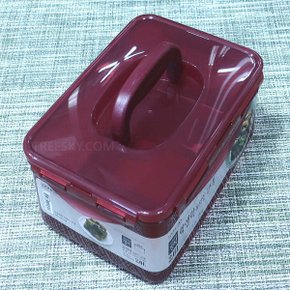 뉴와인 김치통 핸디형 밀폐용기-2.6L/원핸들/1개/와인 (HPL826WN)