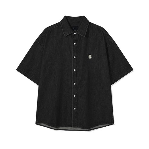 커버낫 C 로고 데님 하프 셔츠 블랙 CO2502SS33BK