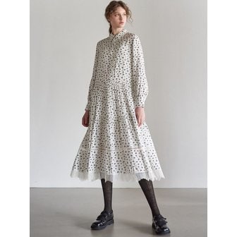 미테 LACE TIERED PRINTING SHIRRING DRESS_WHITE