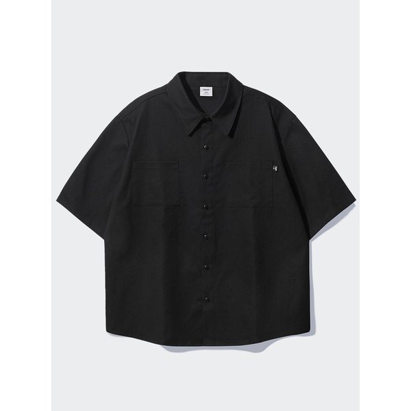 피그먼트 루즈핏 반팔 셔츠 검정 SMSS4079