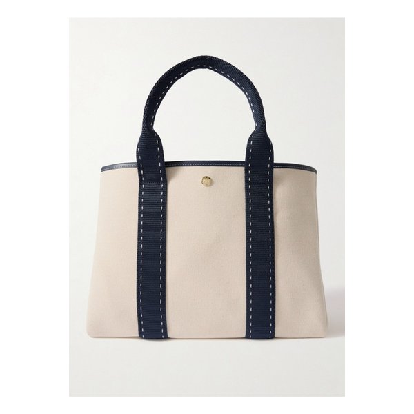 휘 드 베르누이 셀리어 미디엄 가죽 웨빙 트리밍 캔버스 토트 화이트 46376663162863565