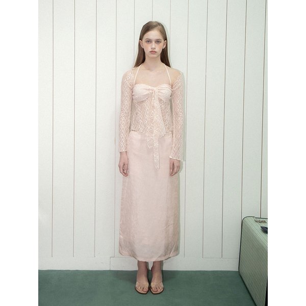 Jacquard long skirt-Pink