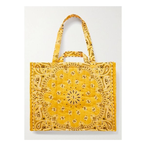 콜잇바이유어네임 맥시 카바스 퀼팅 반다나 프린트 코튼 포플린 토트 옐로 46376663162856868