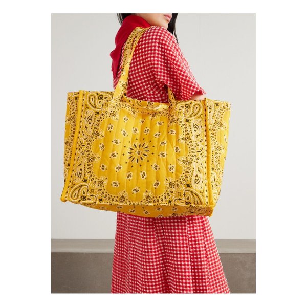 콜잇바이유어네임 맥시 카바스 퀼팅 반다나 프린트 코튼 포플린 토트 옐로 46376663162856868