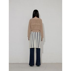 BACK FRINGE CARDIGAN [BEIGE]