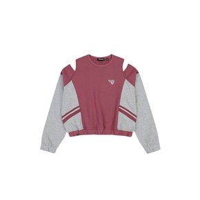 W TRACK BLOCK SWEAT CUT-OFF TOP [PINK]