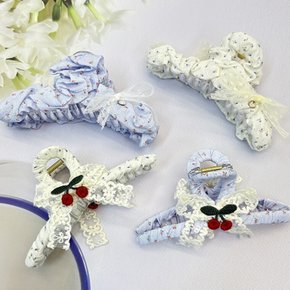 LN 쉬폰 헤어 집게 악세사리 체리 핀 헤어클립 헤어핀 반머리 올림머리