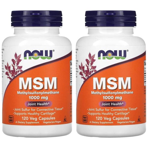[해외직구] NOW Foods 나우푸드 MSM 메틸설포닐메테인 1000mg 120베지캡슐 2팩