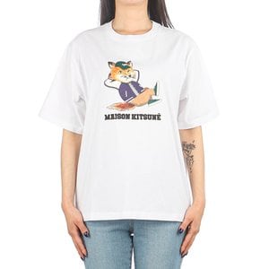 메종키츠네 23SS (KW00108KJ0008 WHITE) 여성 드레스드 폭스 반팔 티셔츠