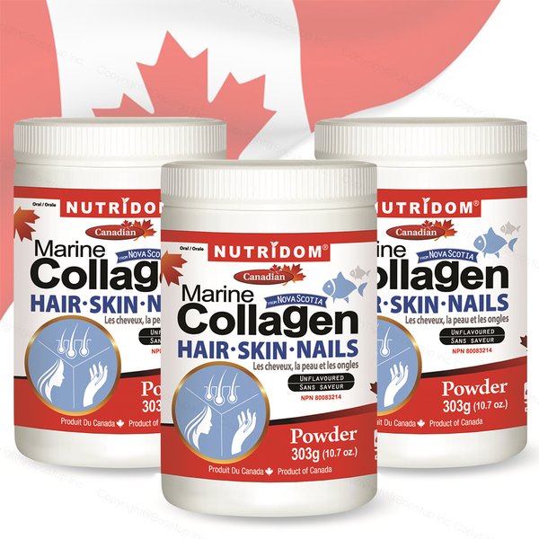 뉴트리돔 캐나다 마린 콜라겐 헤어스킨네일 분말 303g x3병