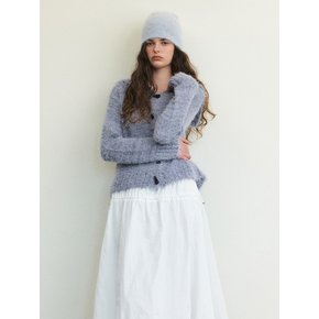 Fluffy Sailor Knit Cardigan, Ash Blue