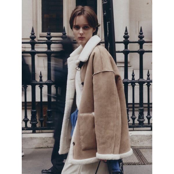 스웨이드 하프 무스탕_BEIGE