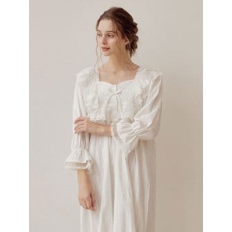 루나루즈 스튜디오 여성 앤젤링 코튼 스퀘어넥 긴소매 원피스 잠옷