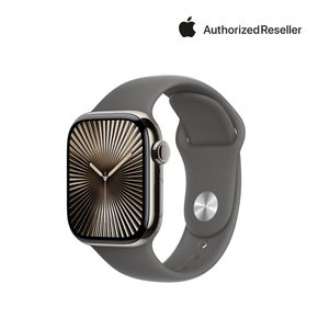 애플 워치 10 셀룰러 42mm 내추럴 티타늄, 스톤그레이 스포츠 밴드 (S/M) MWXD3KH/A