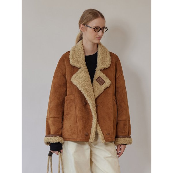 [루피타,노유진PICK]Sand Suede Shearling Half Coat