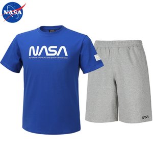 NASA 나사 남녀공용 면 반팔티+면 반바지 상하세트 N-152UBU+N-062PML 남자 여성 티셔츠 숏팬츠