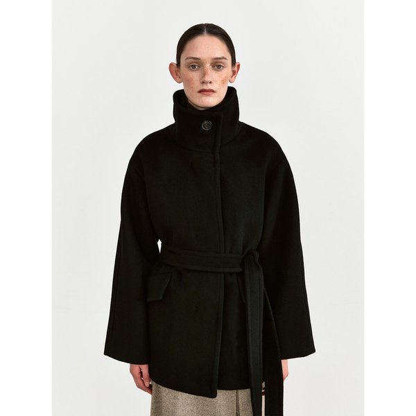 TWW BABYWOOL HIGH NECK HALF COAT _2COLORS