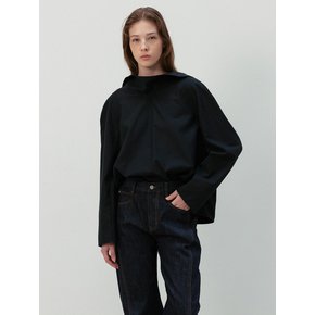 Cowl-Neck Back Open Blouse_Black