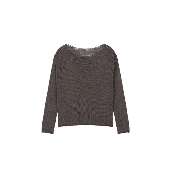 Boat neck mesh knit - brown