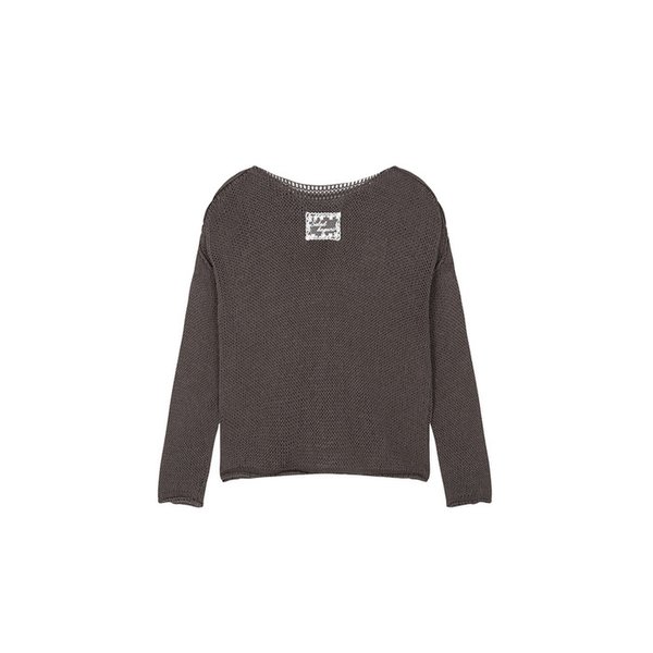 Boat neck mesh knit - brown