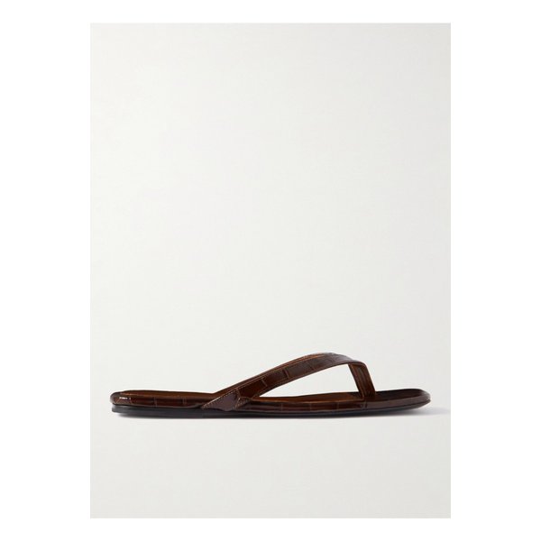 플립플랍 플랫 크로크-이펙트 가죽 플립플랍 초콜릿 1647597338715162