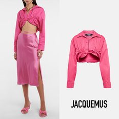 JACQUEMUS 자크뮈스 La Chemise Machou 핑크 코튼 리넨 블라우스 탑