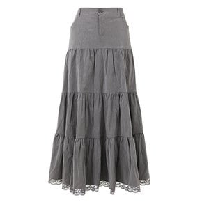 GLOW SKIRT IN DARK GREY(셔링 롱 스커트)