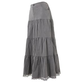 GLOW SKIRT IN DARK GREY(셔링 롱 스커트)