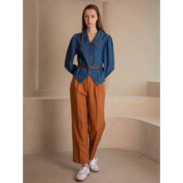 WED Field relaxed fit two-tuck trousers_camel