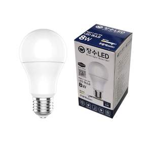 장수램프 LED 벌브 전구 주광색 다마 A19 8W E26 X ( 1매입 )