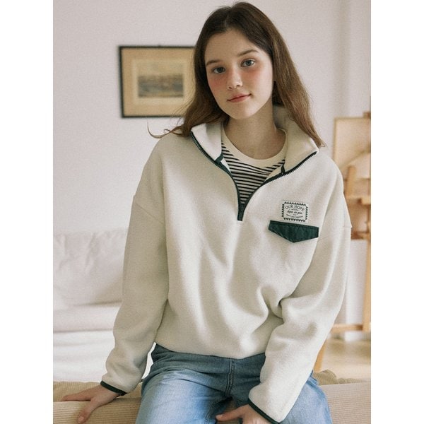 Comfy Fleece Half zip up - Ivory