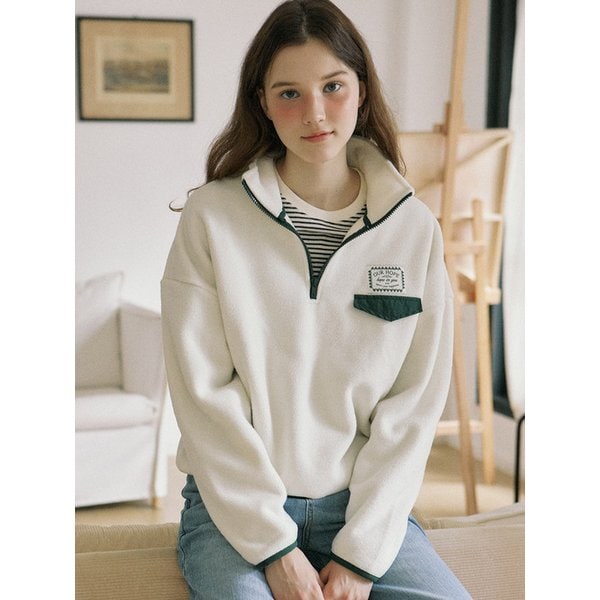Comfy Fleece Half zip up - Ivory