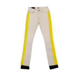 3977924 Palm Angels Denim Yellow Stripped Stretch Jeans - White