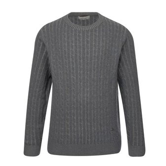 프랑코페라로 남성 꽈배기 조직 라운드 스웨터 그레이 (A0A240235)