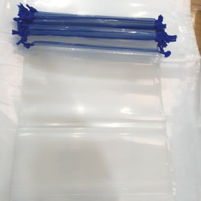 끈다리 파란색 양줄 끈조임 비닐 봉투 복주머니 장난감 도서관 식당 로고 인쇄 20cmX30cm 100장