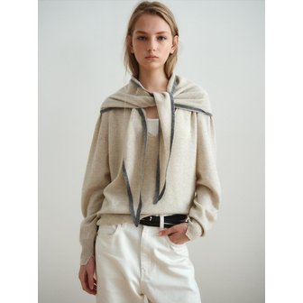 리플레인 WOOL CASHMERE LINE MUFFLER_PALE BEIGE