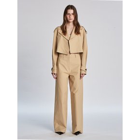 EPAULET CROPPED TRENCH JACKET (BEIGE)