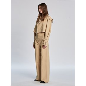 EPAULET CROPPED TRENCH JACKET (BEIGE)