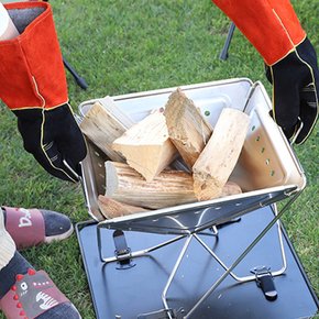 가죽 화로장갑 불멍 BBQ 캠핑용 작업용 숯장갑 블랙