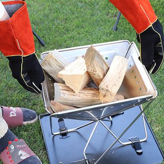 스네프 가죽 화로장갑 불멍 BBQ 캠핑용 작업용 숯장갑 블랙