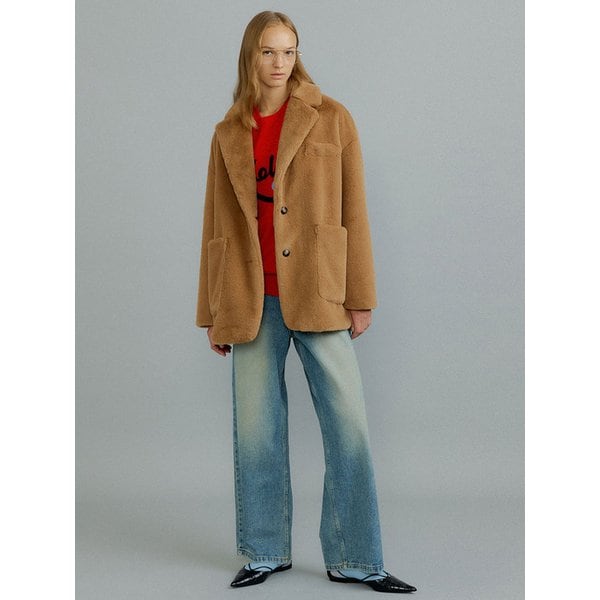 MOLI light fur blazer jacket [brown]