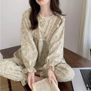 /옷자락 여성 잔꽃패턴 프릴 셔링 상하의 세트