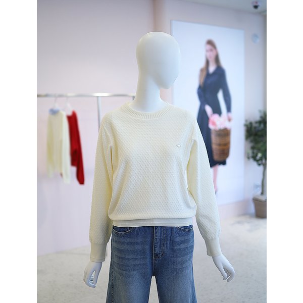 [여주점] 여성 자카드 패턴 라운드 니트 YY6SPD23